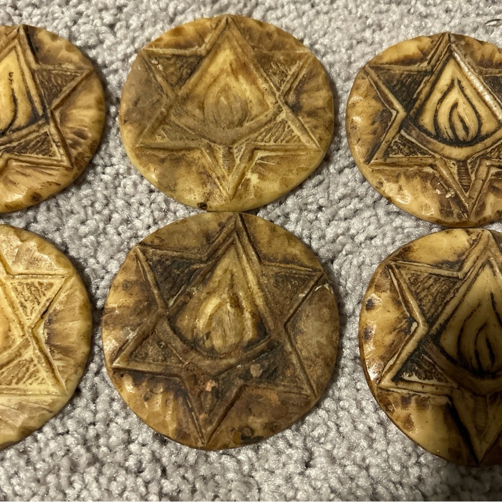 Lot Of 6 Star Of David Center Flame Pendants 3” - Picture 3 of 5